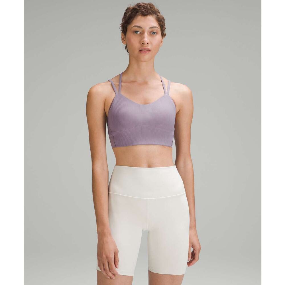 Lululemon Like a Cloud Longline Ribbed Bra Light Support Purple Ash Size 10